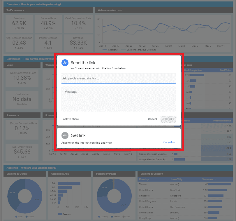 google data studio value