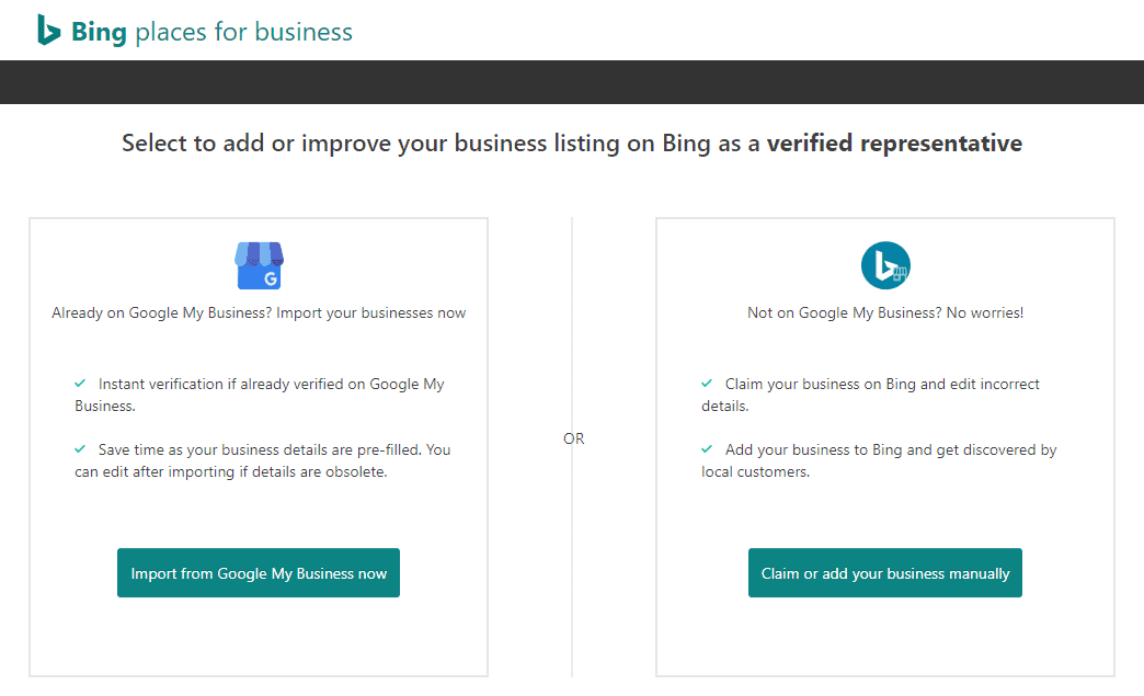 bing places for business profile