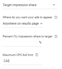 target impression share bidding strategy