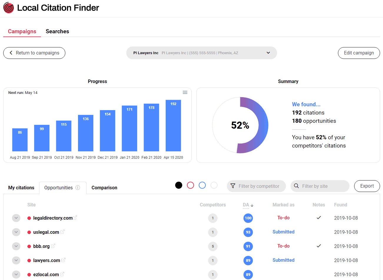 whitespark local seo software page