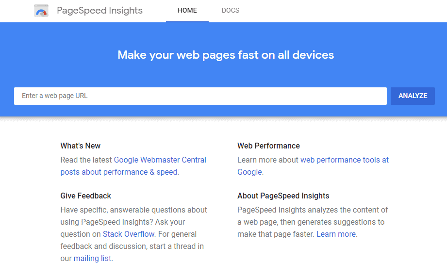 google pagespeed insights