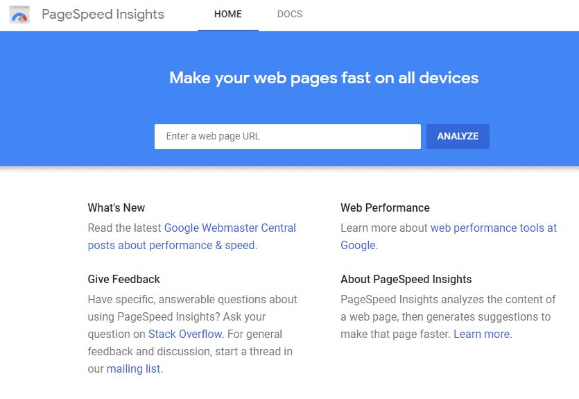 Google Pagespeed insights