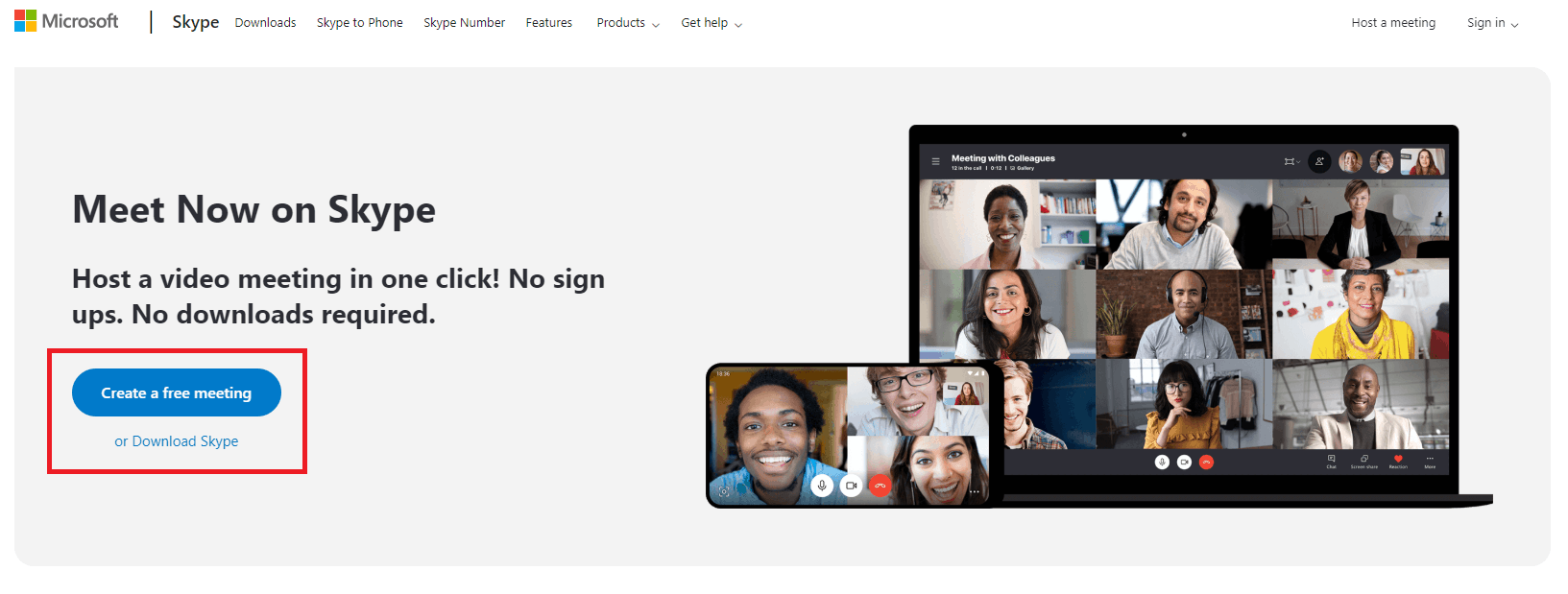 Skype web interface