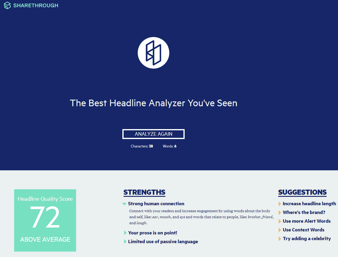 Sharethrough Headline Analyzer