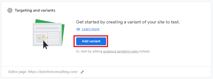 google optimize add variant