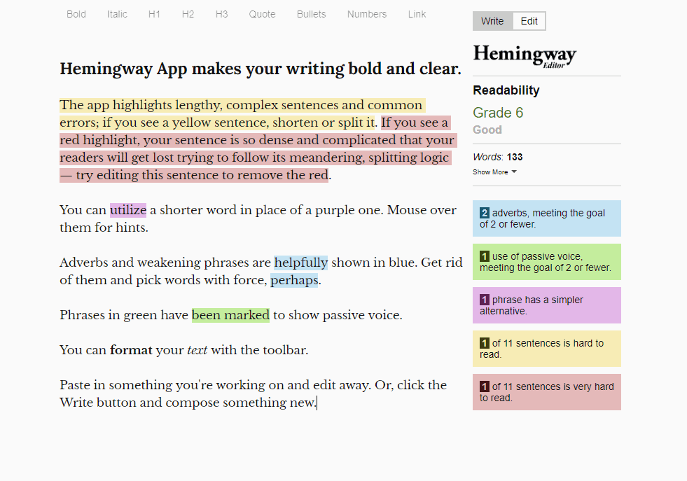 Hemingway Editor app