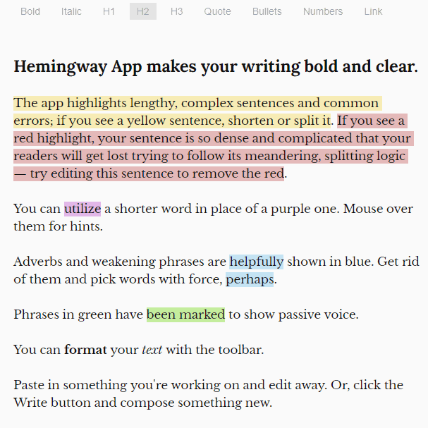 Hemingway Editor App
