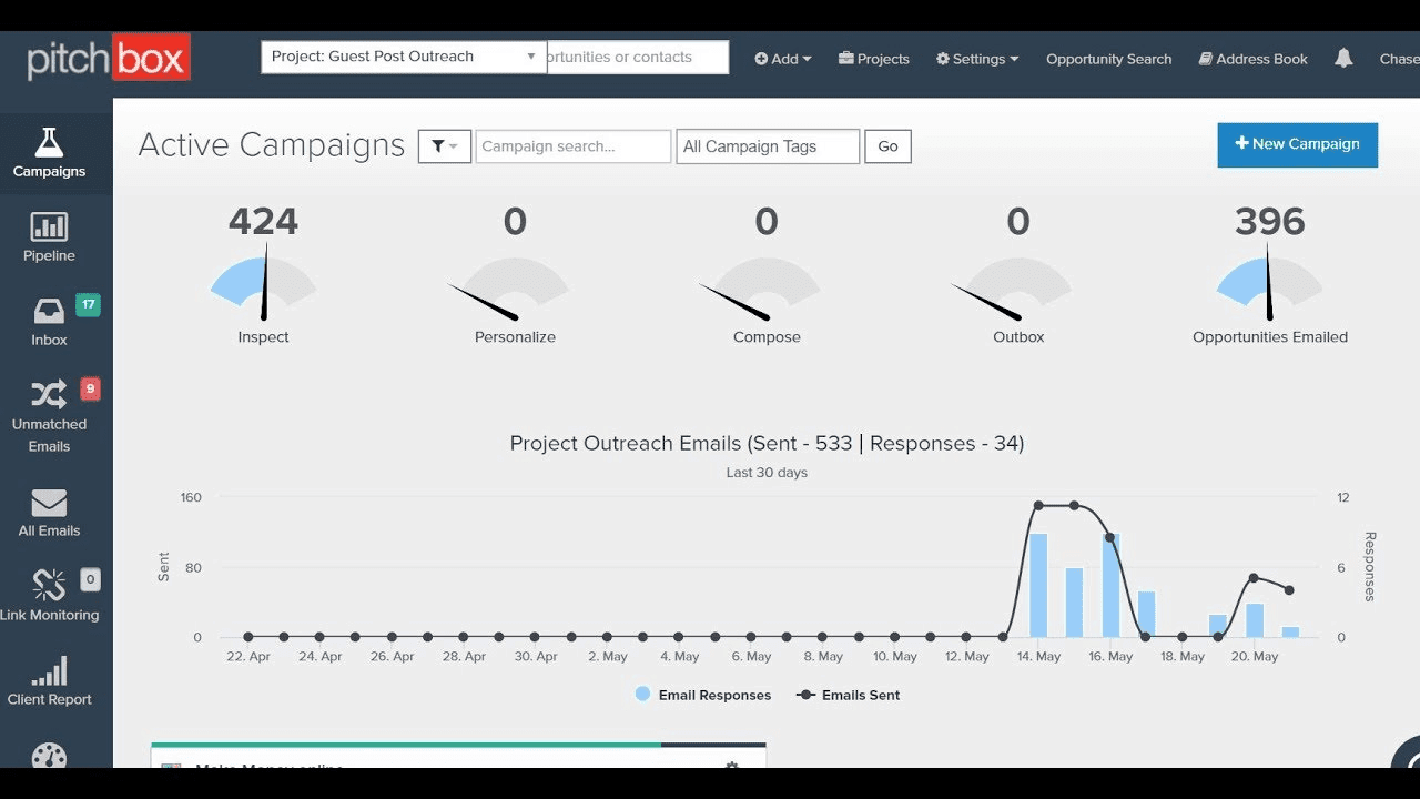 pitchbox web interface