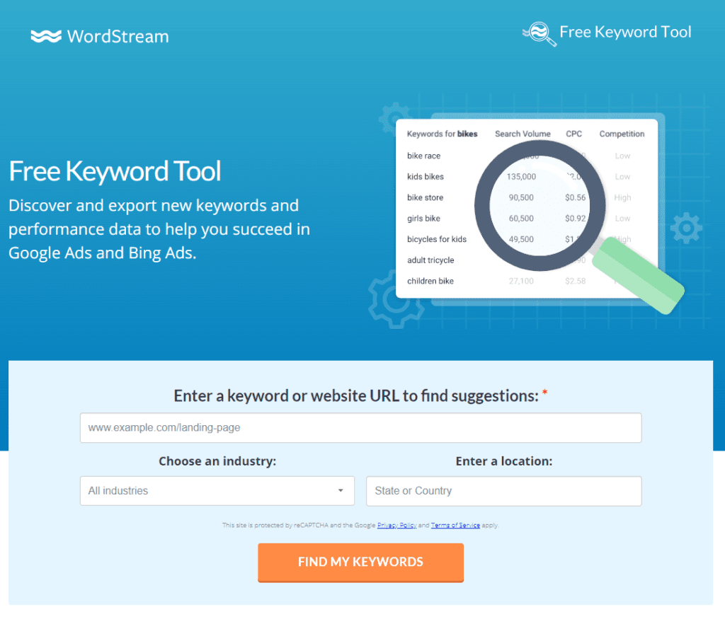 wordstream keyword tool