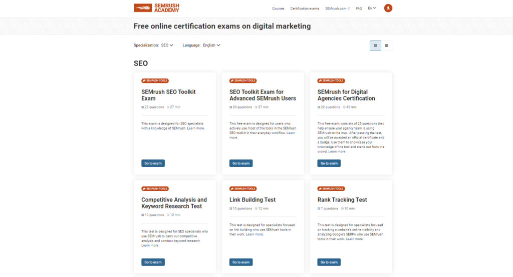 semrush seo certification