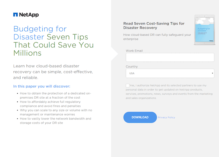squeeze page example for leads