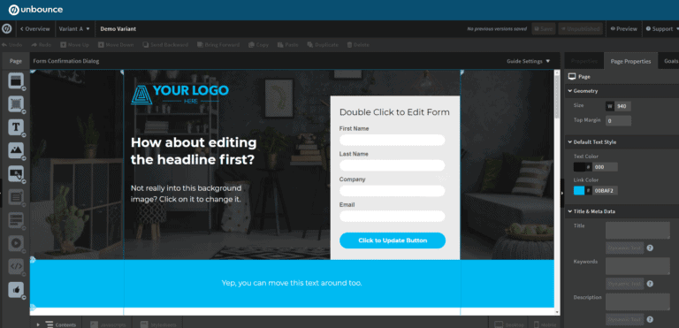 unbounce landing page optimization tool