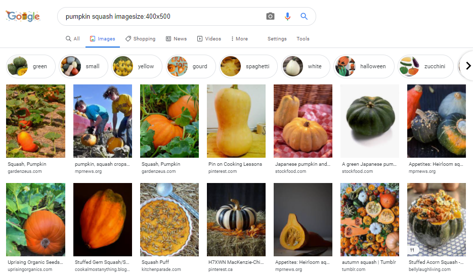 search image size