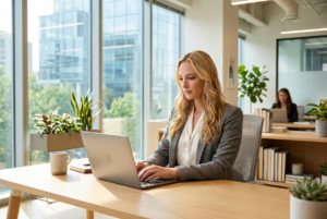 Founder working on their laptop